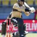 New Zealand's Devon Conway bats against Australia during their 5th T20 cricket international match at Wellington Regional Stadium in Wellington, New Zealand, Sunday, March 7 , 2021. (John Cowpland/Photosport via AP)