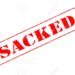Rubber stamp concept showing a red stamp reading Sacked