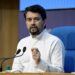 The Union Minister for Information & Broadcasting, Youth Affairs and Sports, Shri Anurag Singh Thakur holding a press conference on Cabinet Decisions, in New Delhi on July 22, 2021.