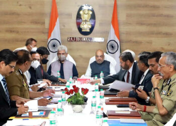 The Union Home and Cooperation Minister, Shri Amit Shah reviews the security situation in Jammu and Kashmir, in Jammu on March 19, 2022.