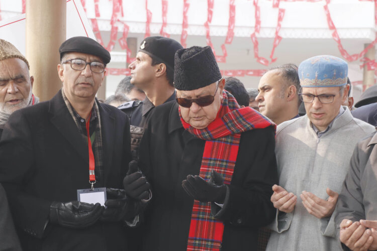 SRINAGAR, DEC 5 (UNI):- National Conference leader Farooq Abdullah re-elected unopposed as president of the party, in Srinagar on Monday.UNI PHOTO-73u