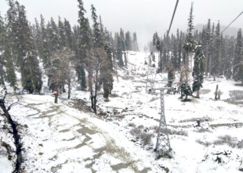 SRINAGAR, DEC 9 (UNI):- A view of fresh snowfall at Gulmarg in Srinagar on Friday.  UNI PHOTO-10U