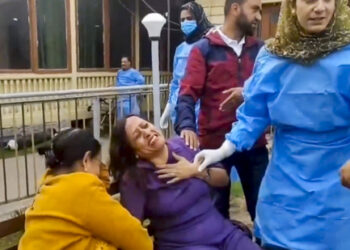 **EDS: SCREENSHOT VIA PTI VIDEOS** Anantnag: People react after terrorists attacked a group of tourists at Pahalgam, in Anantnag district, Jammu & Kashmir, Tuesday, April 22, 2025. At least one person has died and 20 suffered injuries in the attack, according to officials. (PTI Photo)(PTI04_22_2025_000386B)