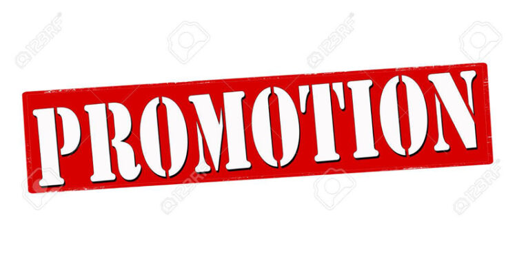 Stamp with word promotion inside, vector illustration